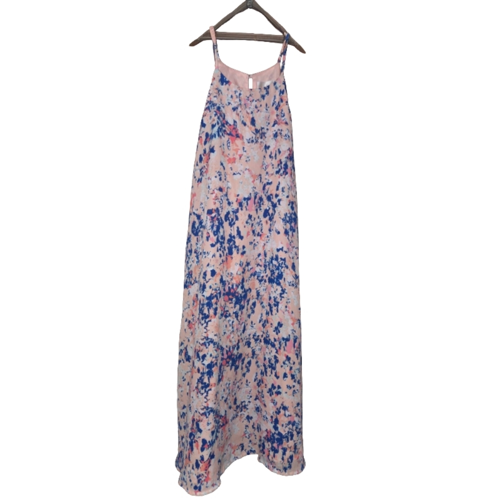 Floral Knee-length Dress in Blue and Pink